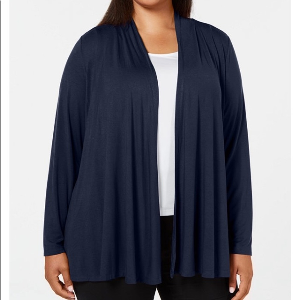 💐NEW 3x Karen Scott Blue Open Front Cardigan